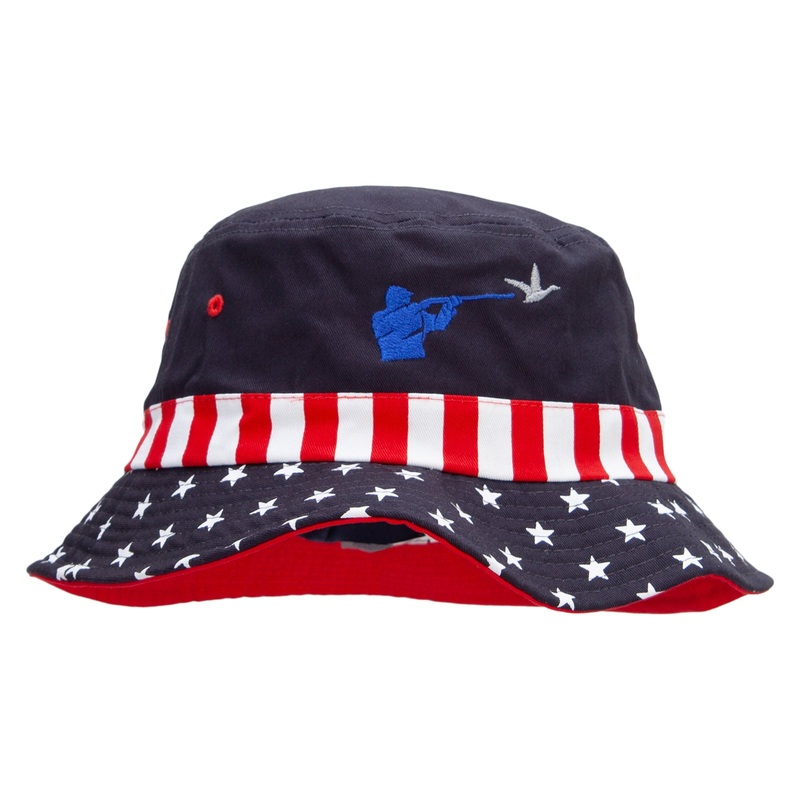 Catching a Bird Embroidered USA Flag Bucket Hat Flag M