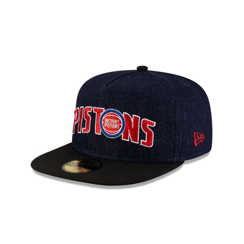 Detroit Pistons Navy Denim 59FIFTY A-Frame Fitted Hat 7