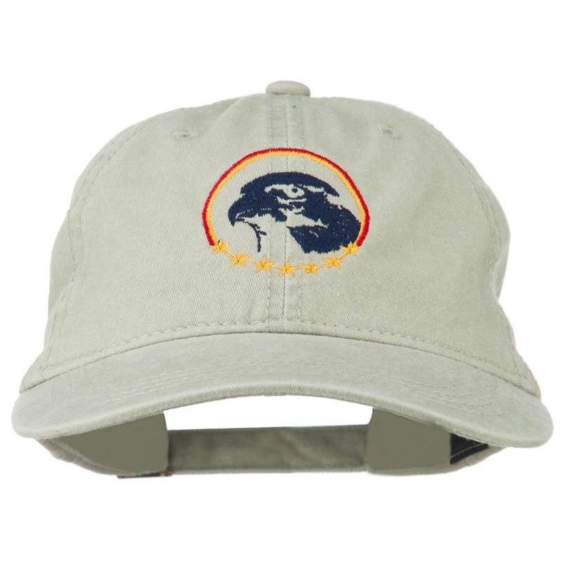 Eagle with Star Circle Embroidered Washed Cap Stone One Size