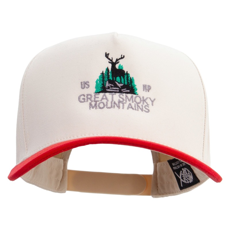 Great Smoky Mountains Embroidered Premium Pro Style 5 Panels Cap Red Stone One Size