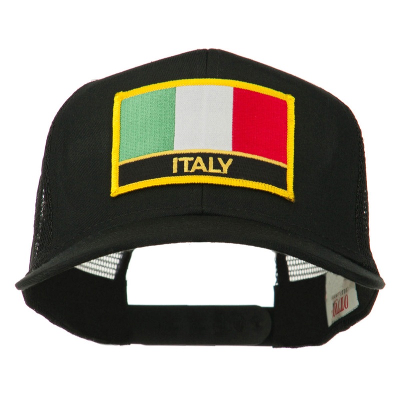 Italy Europe Flag Patched Mesh Back Cap Black One Size