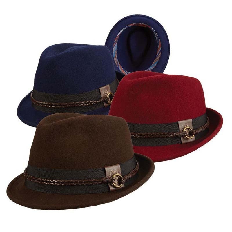 Linked Fedora Hat with Braid Band – Carlos Santana Hats Navy Small/Medium (57 cm)