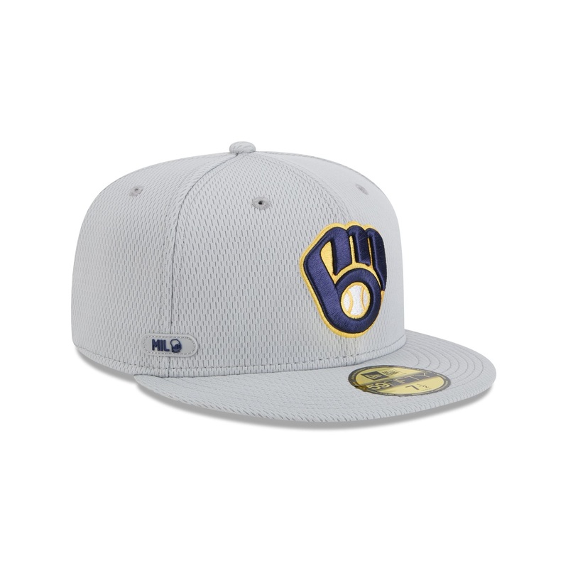 Milwaukee Brewers 2025 Clubhouse Gray 59FIFTY Fitted Hat 7