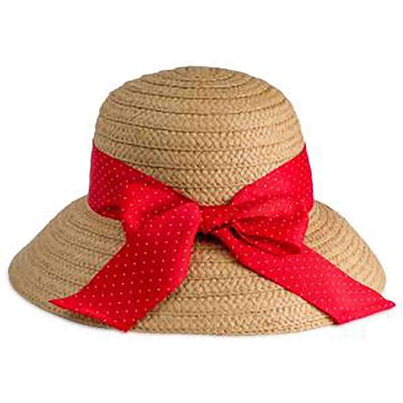 Red Polka Dot Ribbon Bow Summer Bucket Hat – Jones New York Toast/Red