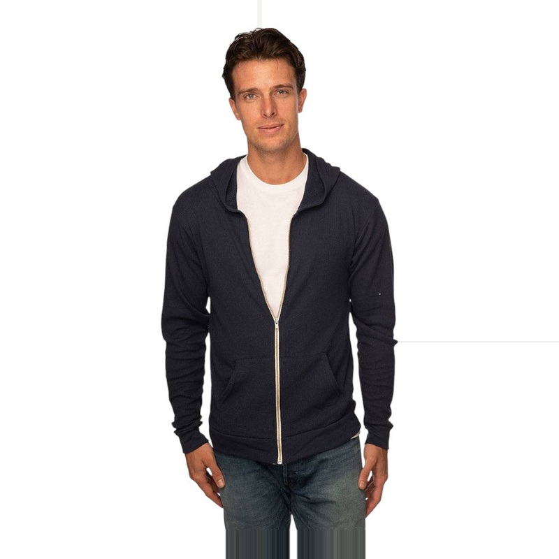 Royal Apparel Unisex Eco Triblend Jersey Full-Zip Hoodie  Style 32550 Made in USA Eco Tri Black XS