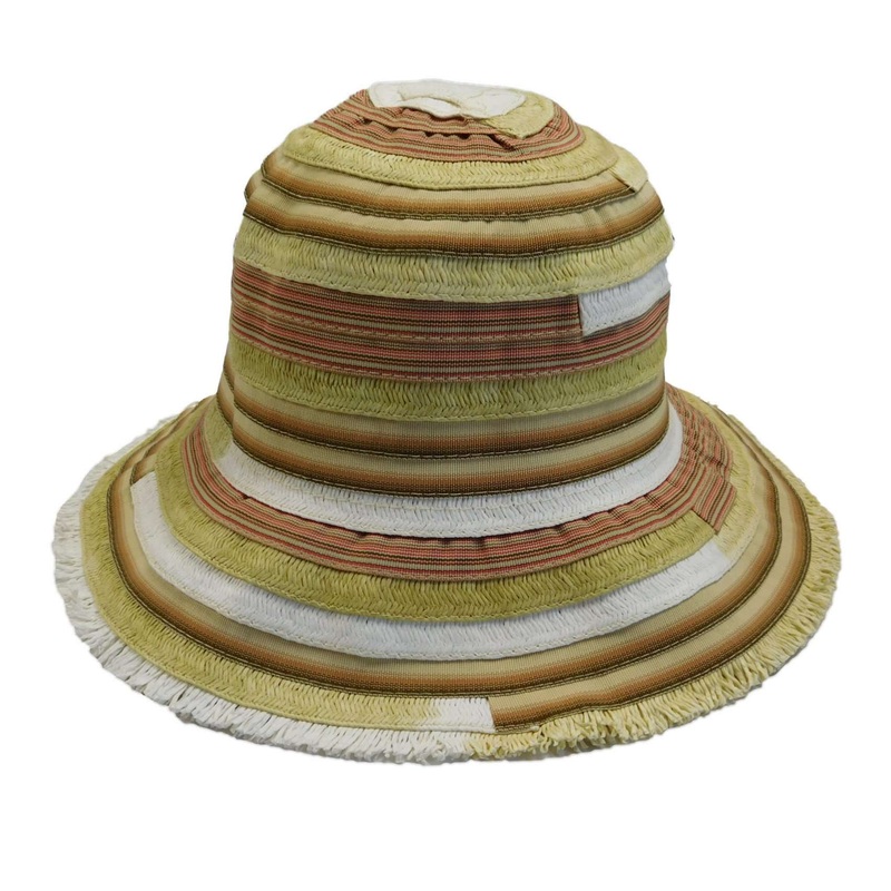 Striped Ribbon and Toyo Braid Bucket Hat
