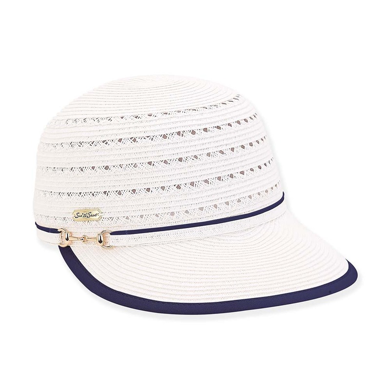 Vented Straw Brim Cap with Ribbon Bound Bill – Sun ‘N’ Sand Hats White OS (57 cm)