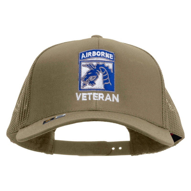 18th Airborne Corps Veteran Embroidered Solid Cotton Twill Mesh Prostyle Cap Khaki One Size