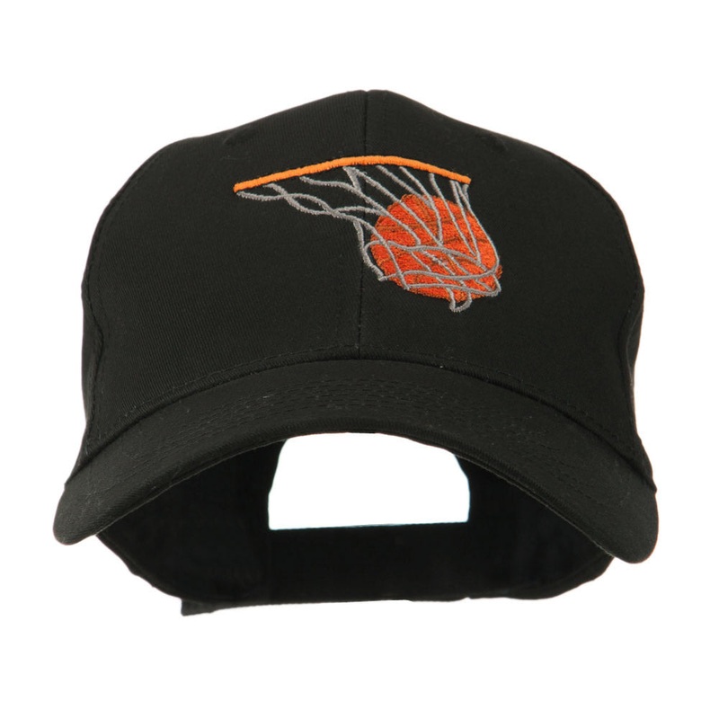 Basketball in Net Embroidered Cap Black One Size