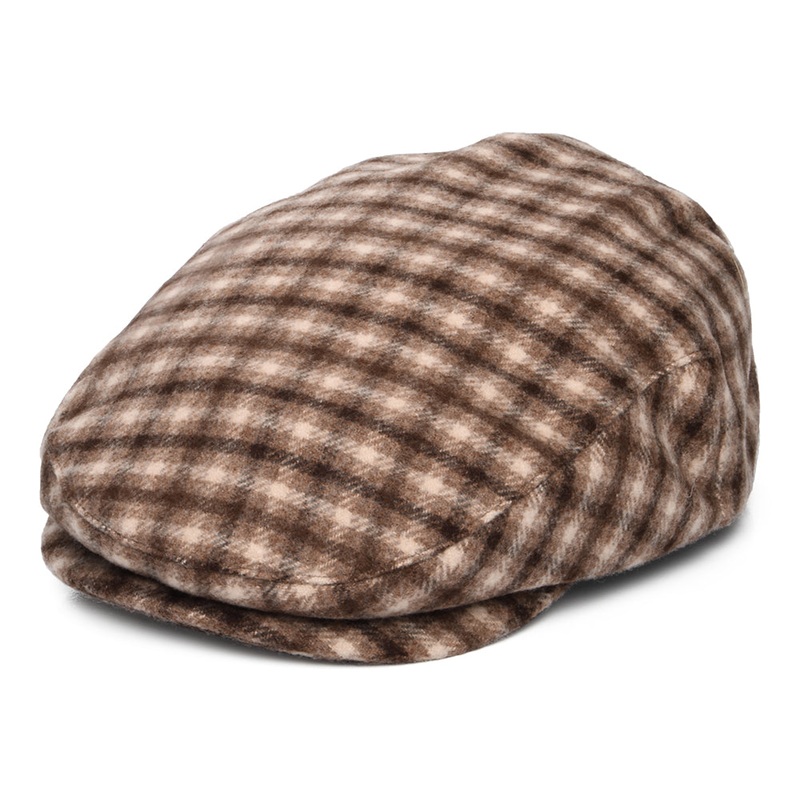 Brixton Hats Hooligan Plaid Flat Cap – Sand-Brown Small-56cm