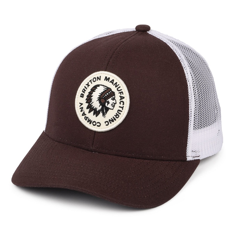 Brixton Hats Rival Stamp NetPlus MP Trucker Cap – Mahogany-White Adjustable