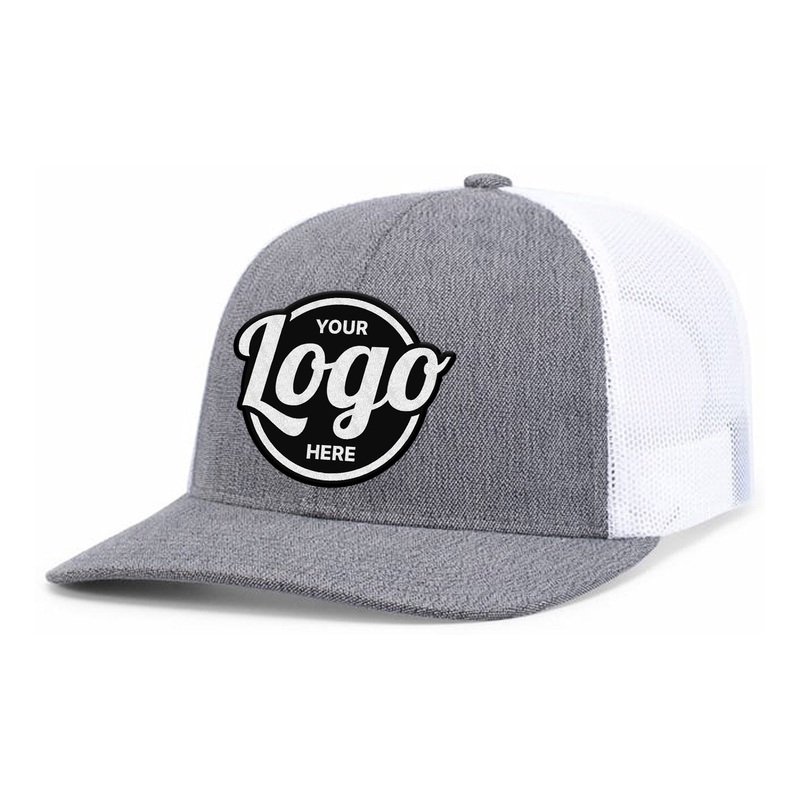 Custom Embroidered Pacific Headwear 210C Melange Heather Low-Profile Trucker Hat – Flat Embroidery Grey Heather/White/Grey Heather Flat Embroidery