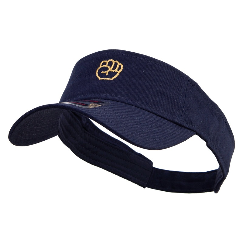 Fist Logo Embroidered Cotton Twill Sun Visor Navy One Size