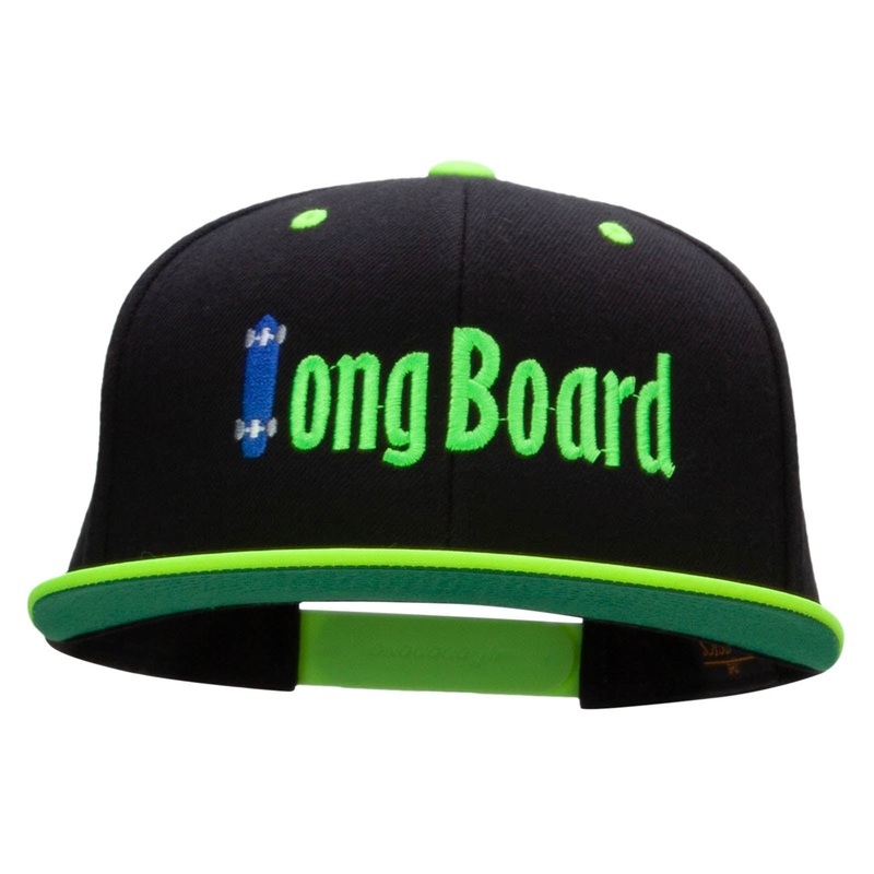 Long Board Riding Embroidered Wool Blend Classic Snapback Black Yellow One Size