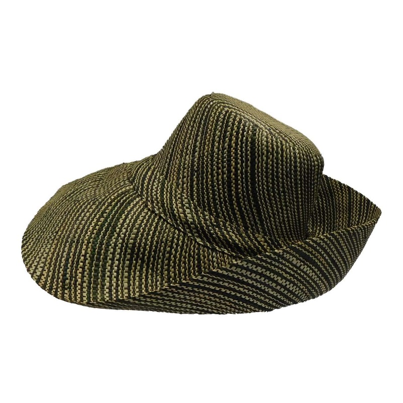 Madagascar Raffia Beach Hat Black and beige