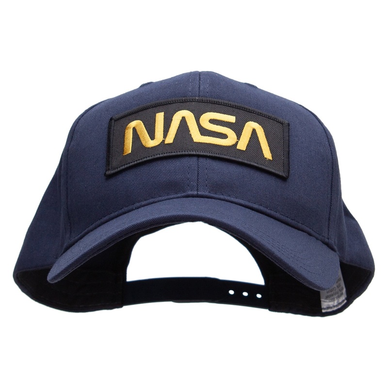 NASA Patched Big Size Structured Solid Poly Cotton Twill Pro Style Cap Navy XL-3XL