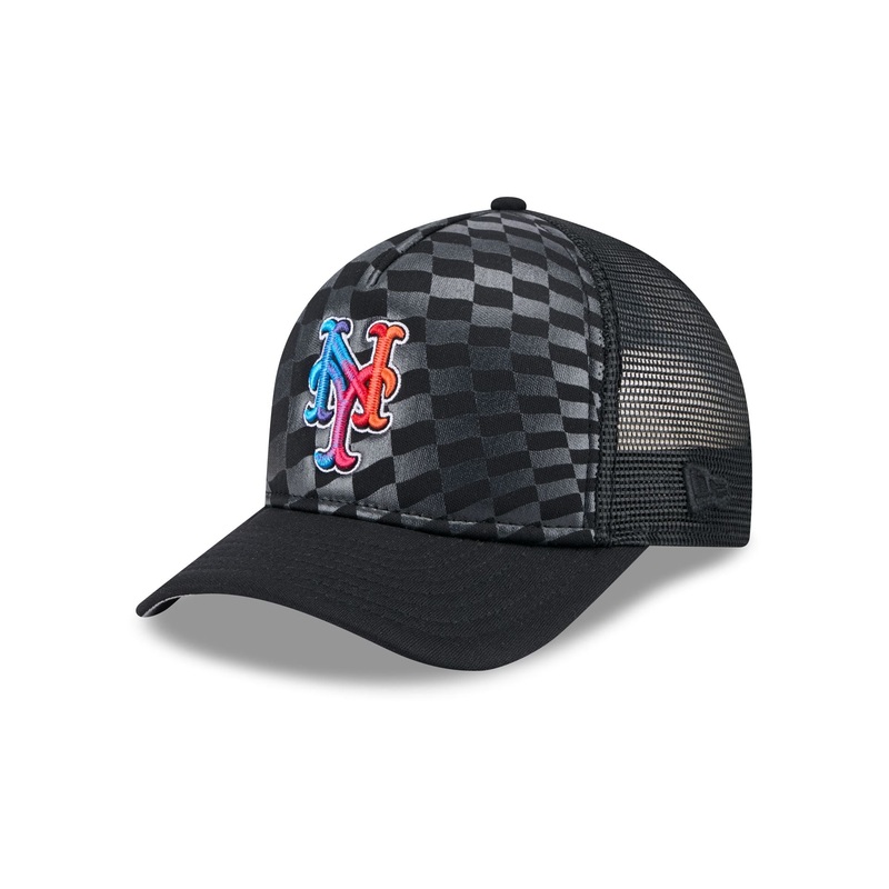 New York Mets Gradient Raceway 9FORTY M-Crown A-Frame Trucker Hat One Size