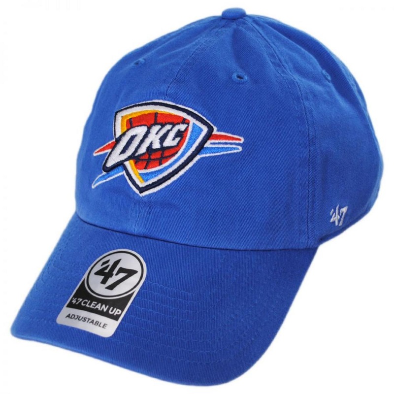 Oklahoma City Thunder NBA Clean Up Strapback Baseball Cap Dad Hat BLUE ADJUSTABLE