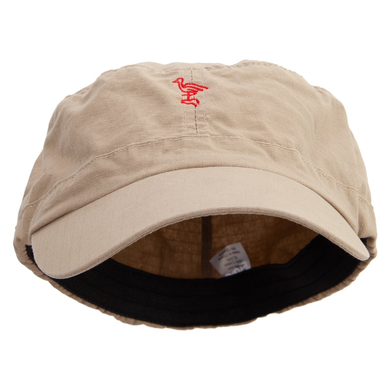 Red Crane Logo Embroidered Big Size Fitted Ripstop Cotton Military Army Cap Khaki XL-2XL