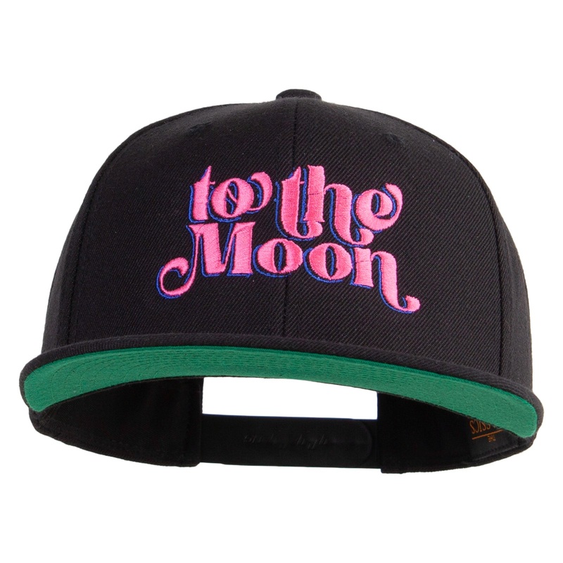 To The Moon Embroidered Wool Blend Prostyle Snapback White One Size