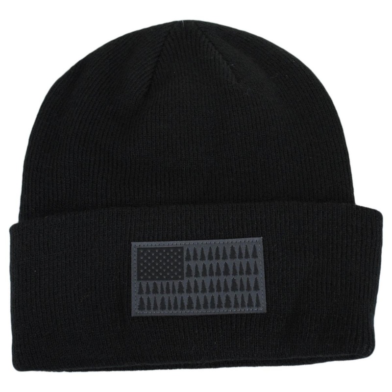 Tree Flag Acrylic Knit Cuffed Beanie Hat BLACK ONE SIZE FITS MOST