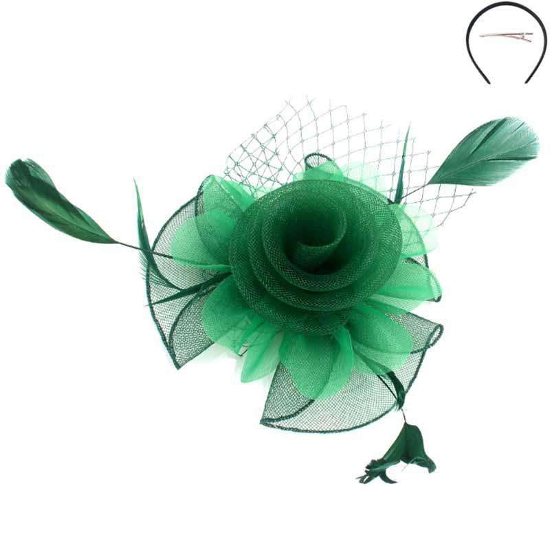 Tulle and Netting Flower Fascinator – Sophia Collection Green