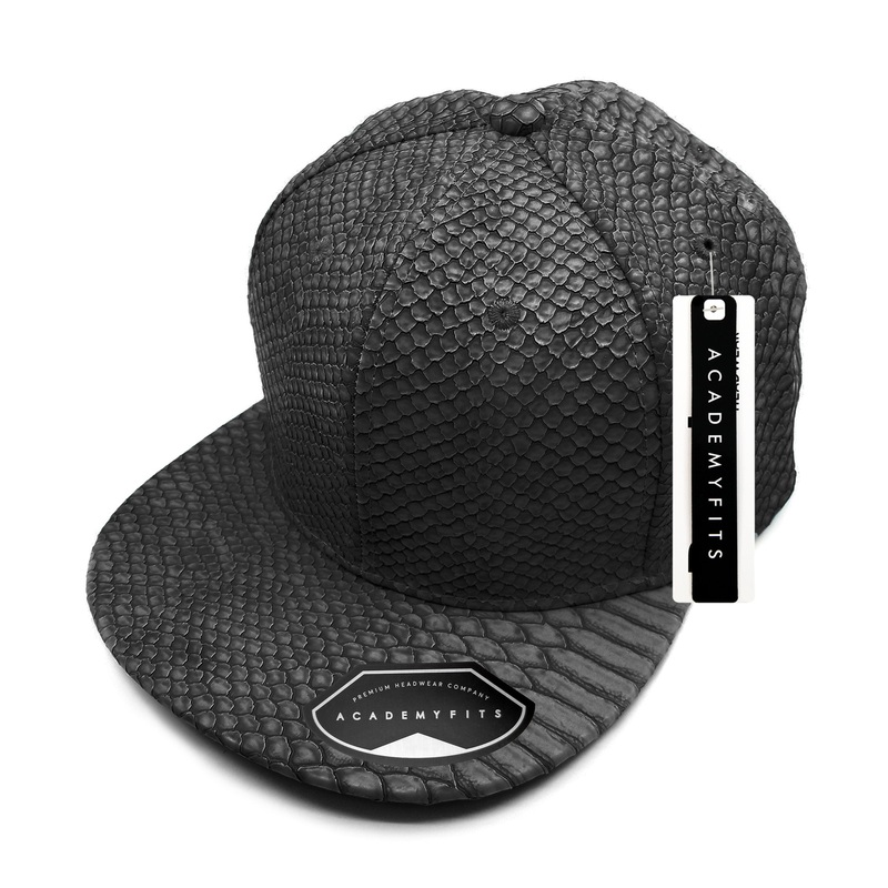 Academy Fits Snakeskin Strapback Hat 4014 Black