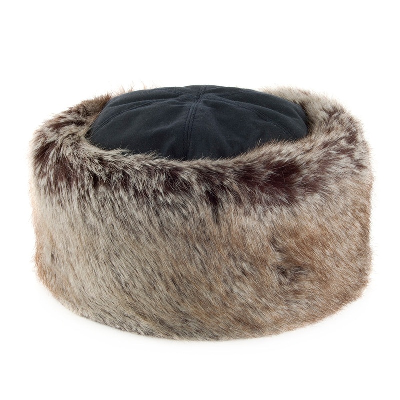 Barbour Hats Ambush Waxed Cotton Faux Fur Winter Hat – Navy Blue S