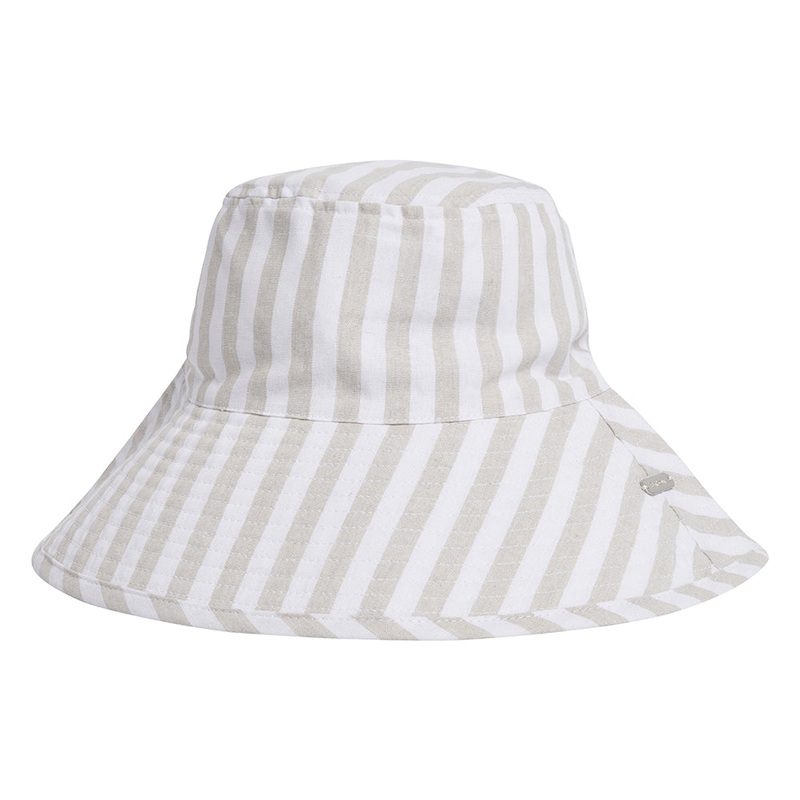 Barbour Hats Millie Striped Wide Brim Sun Hat – Light Sand S