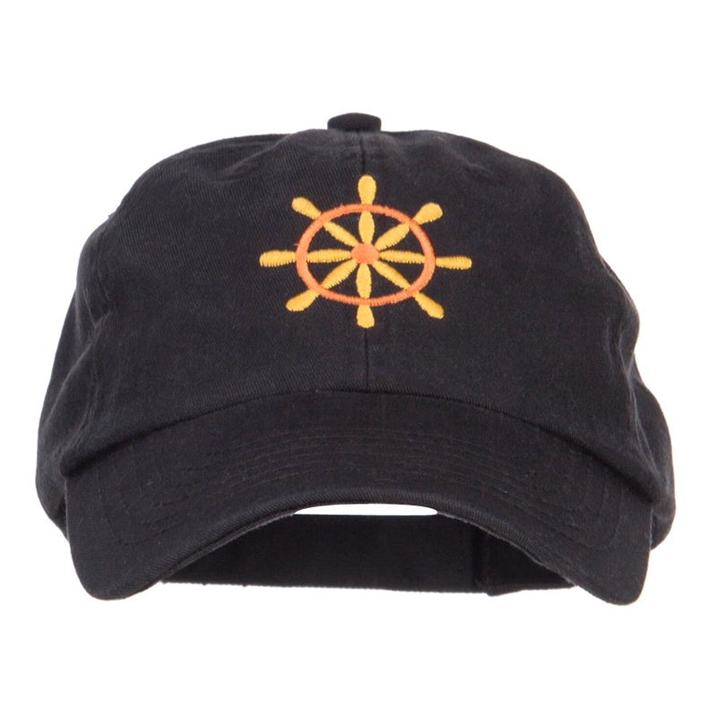 Captain Wheel Logo Embroidered Pet Spun Cap Black One Size