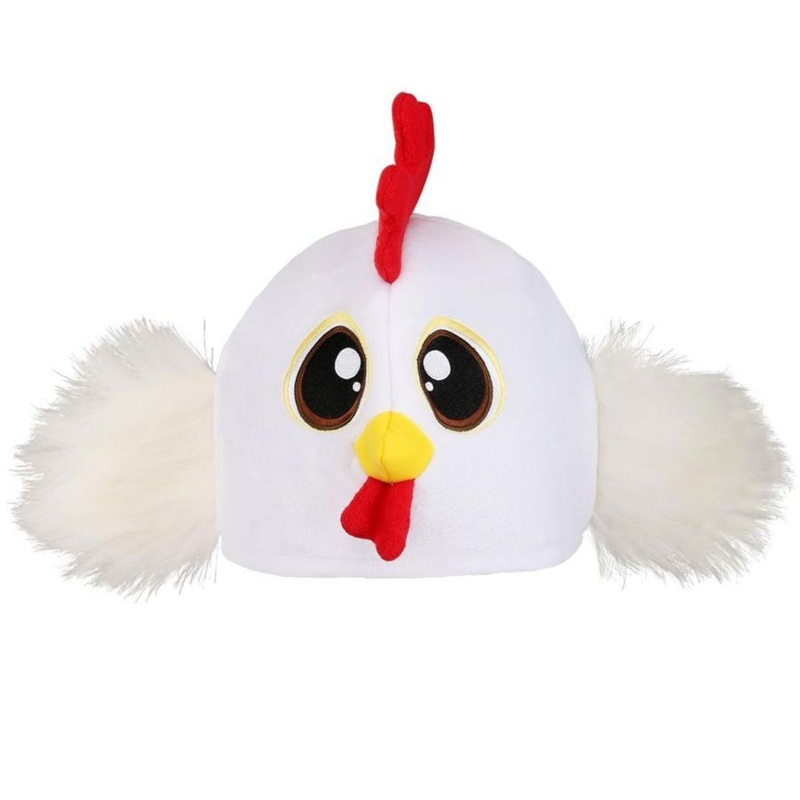 Chicken Plush Hat WHITE ONE SIZE FITS MOST