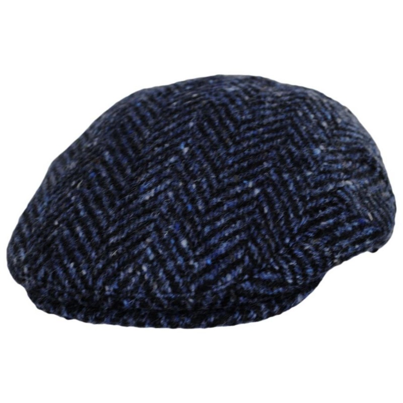 Dunmore Donegal Tweed Wool Ivy Cap NAVY/BLACK S