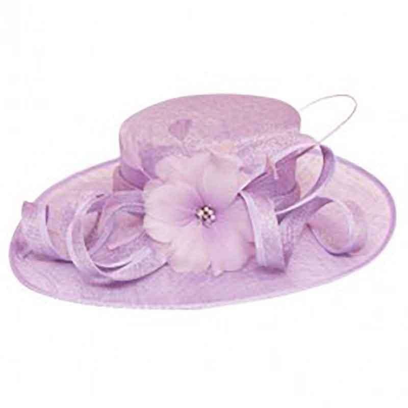 Elegant Sinamay Dress Hat with Feather and Quill Accent Lavender