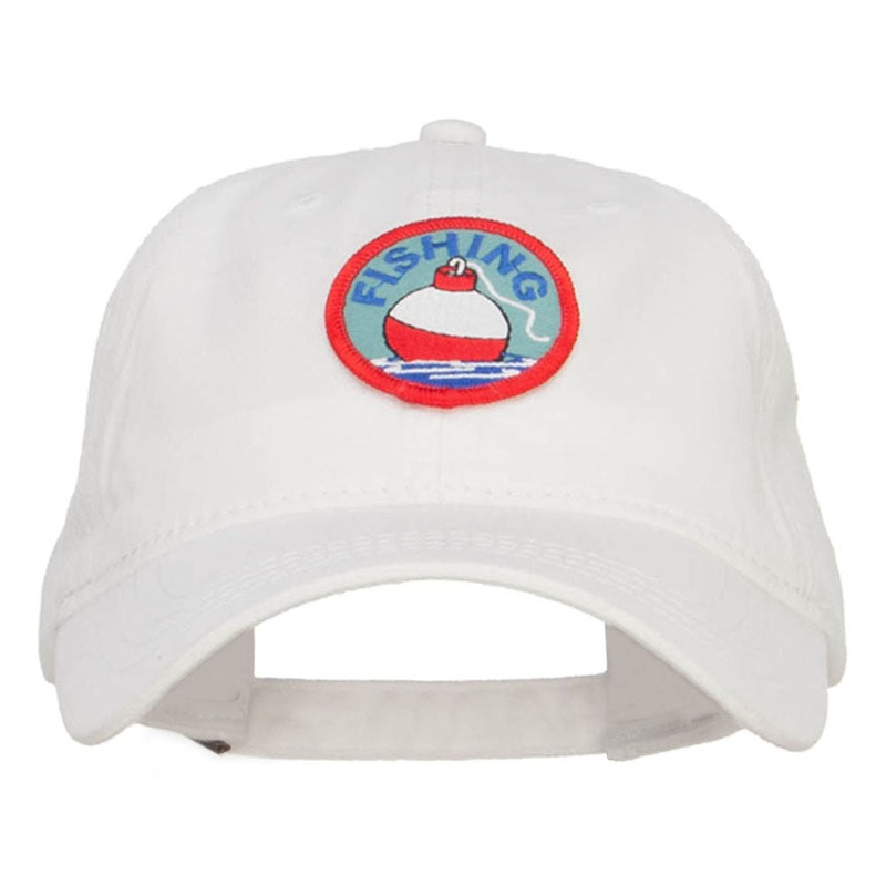 Fishing Bobber Patched Washed Cap White One Size