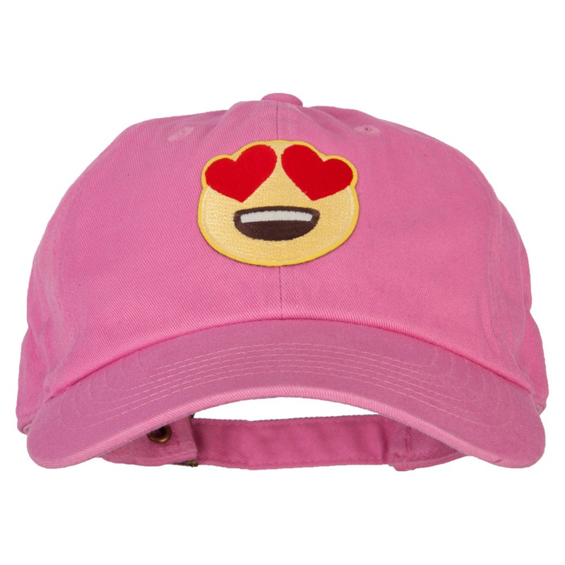 Heart Eyes Icon Patched Unstructured Washed Cap Hot Pink One Size