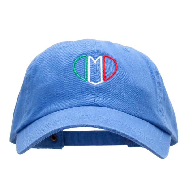 Italian Heart Embroidered Low Profile Dyed Washed Caps Royal One Size