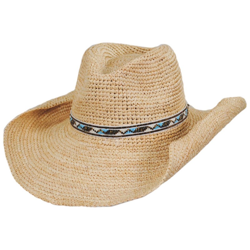 Lainey Raffia Crochet Western Hat NATURAL ONE SIZE FITS MOST