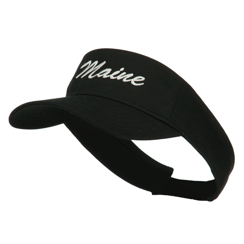 Maine State Embroidered Sun Visor Black One Size