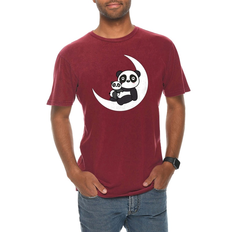 Panda Moon Graphic Design Vintage Crewneck Tee Vintage Brick XS
