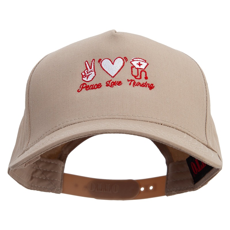 Peace Love Nursing Solid Cotton Twill 5 Panel Prostyle Snap Cap Khaki One Size