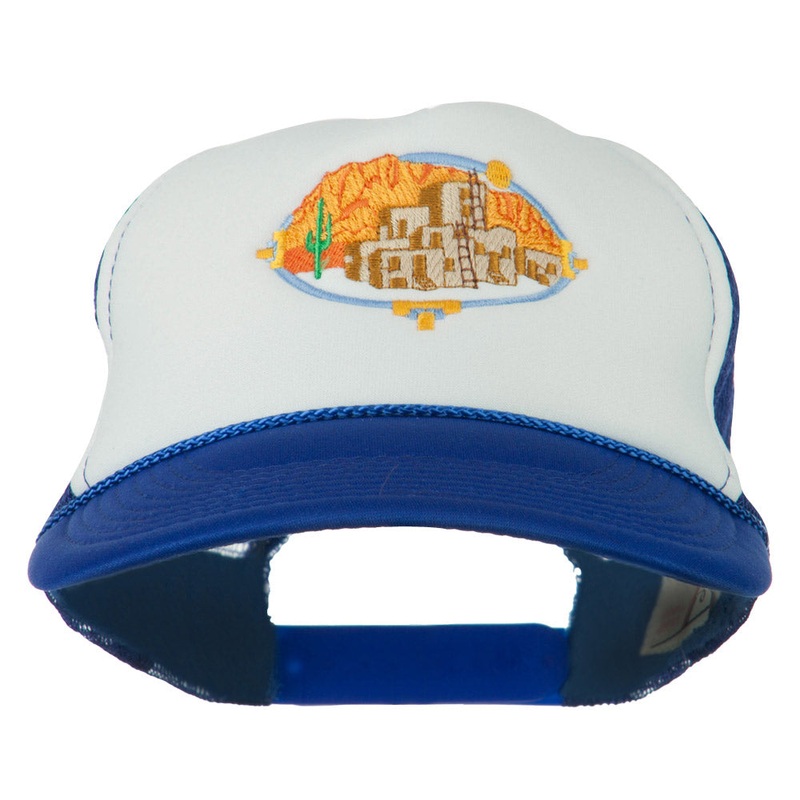 Pueblo Communities Embroidered Foam Mesh Back Cap Royal White One Size