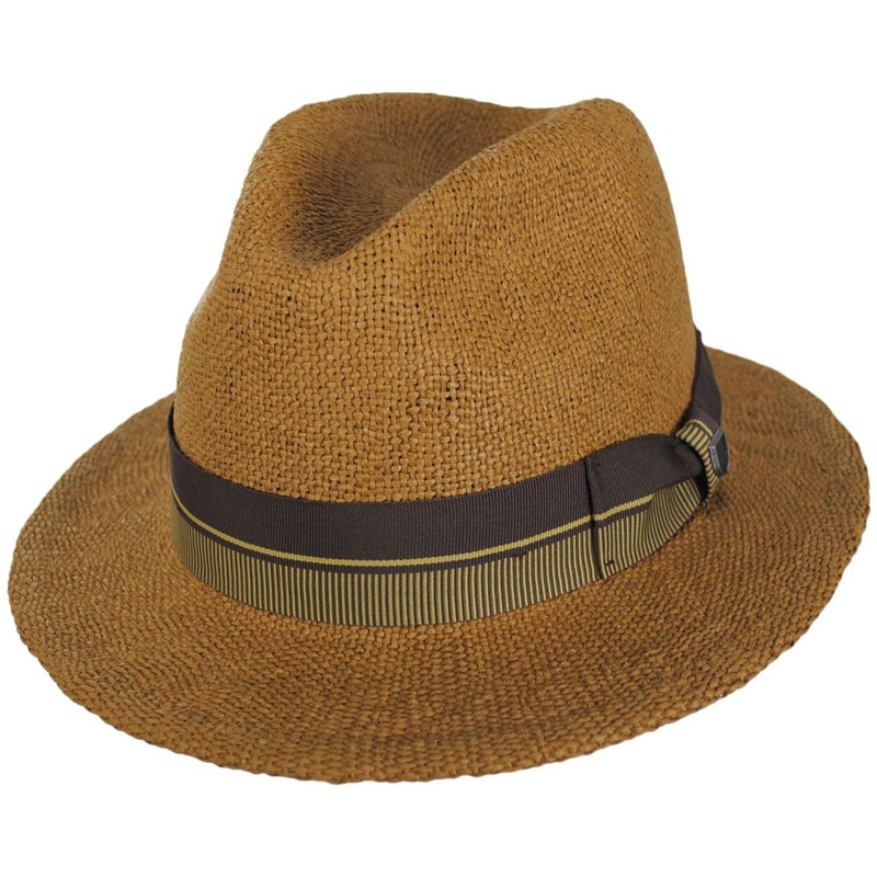 Roma Bangora Straw Fedora Hat NATURAL/BLACK S