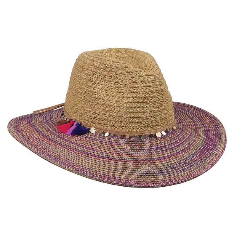 Safari Hat with Colorful Brim and Tassels – Karen Keith Hats Pink Medium (57 cm)