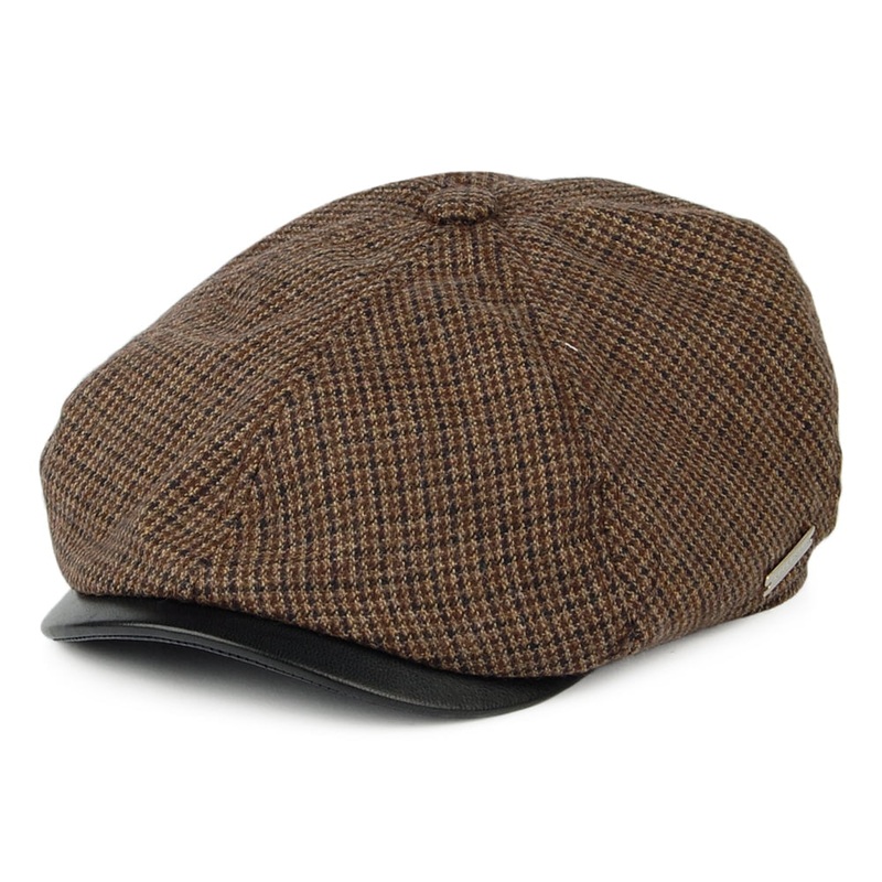 Seeberger Hats Houndstooth Newsboy Cap – Brown M