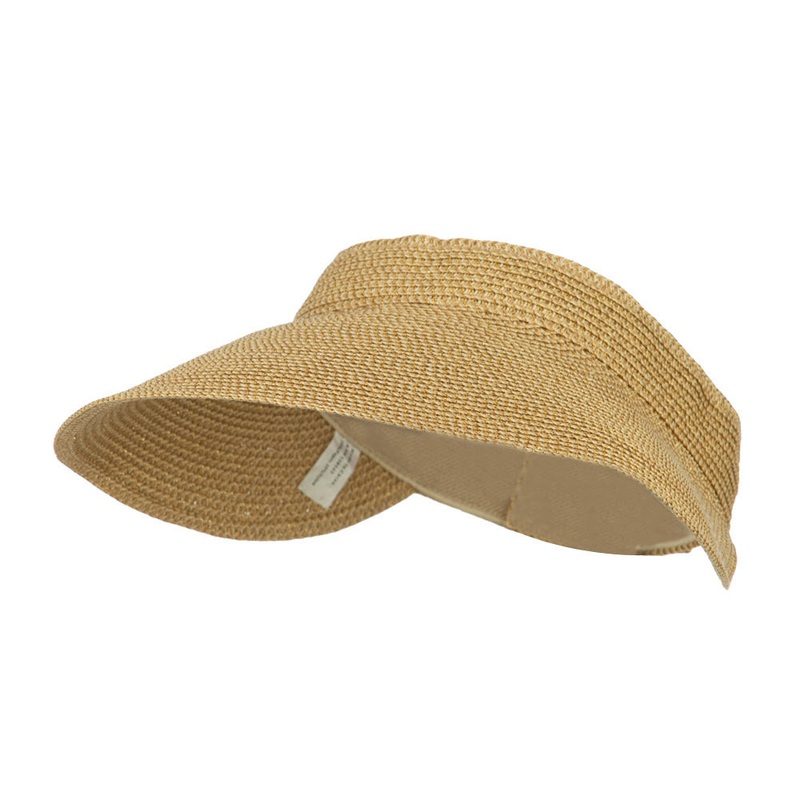 Women’s UPF 50+ Metallic Poly Paper Braid Visor Tan One Size