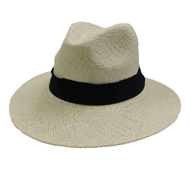 Woven Toyo Safari Style Hat with Black Band by Sun Styles Ivory