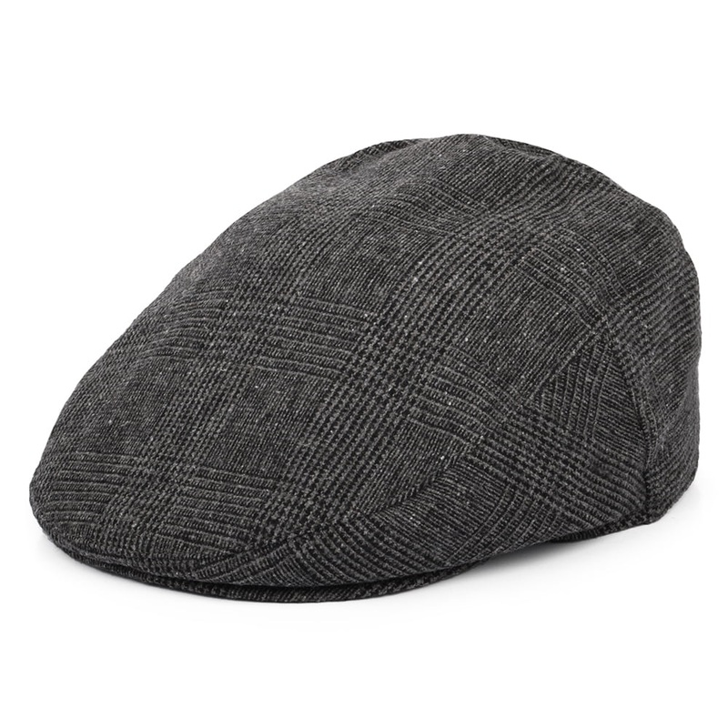 Barbour Hats Wilkin Prince of Wales Check Flat Cap – Charcoal S