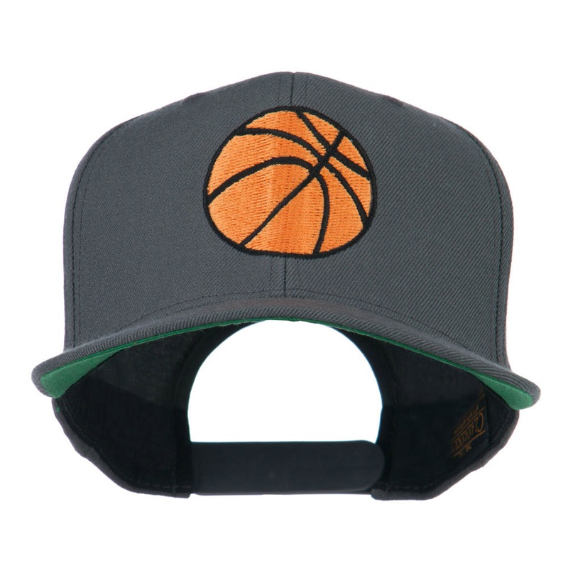 Basketball Embroidered Flat Bill Cap Grey One Size