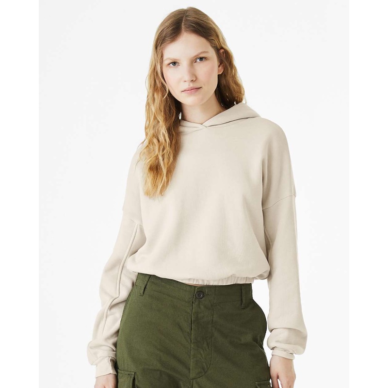 Bella + Canvas 7506 – FWD Fashion Women’s Sponge Fleece Cinched Bottom Hoodie Black S