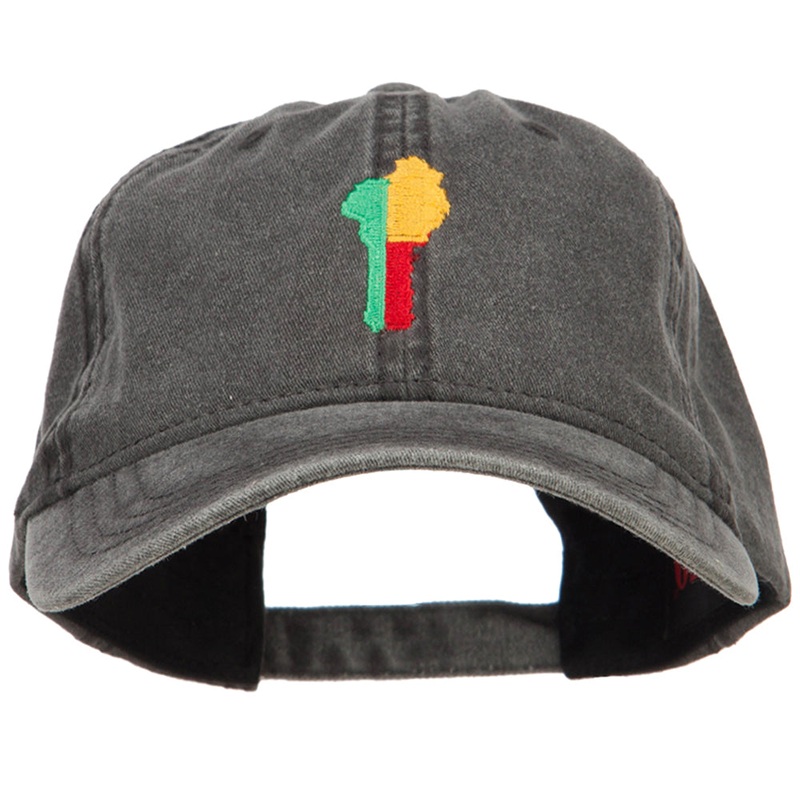 Benin Map Flag Embroidered Washed Cap Black One Size